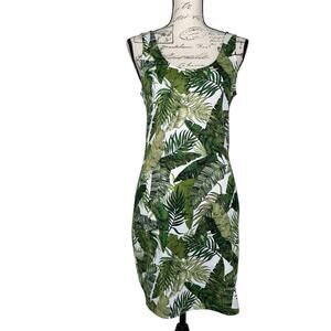H&M Divided Palm Leaf Bodycon Jersey Tank Mini Dress size 10